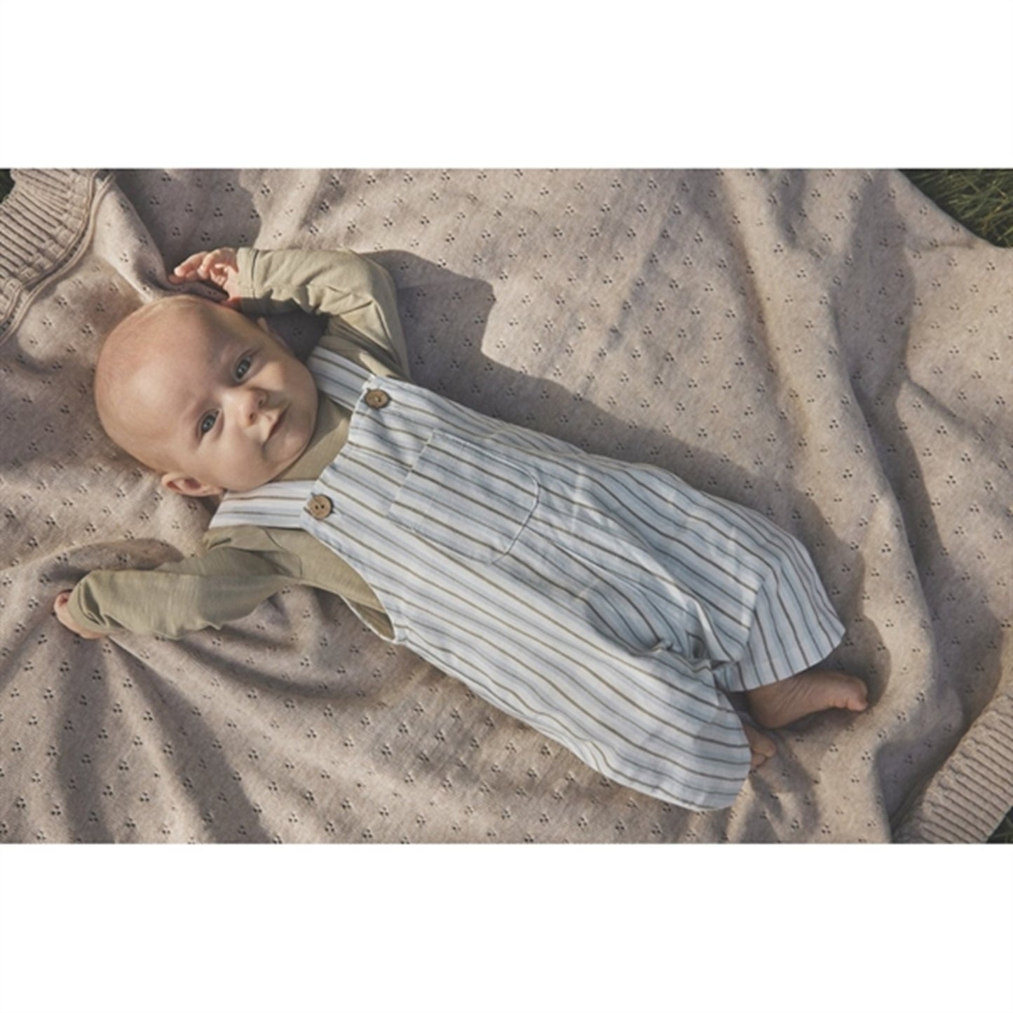 Huttelihut Woven Stripe Silver Sage Onesie w. Lining