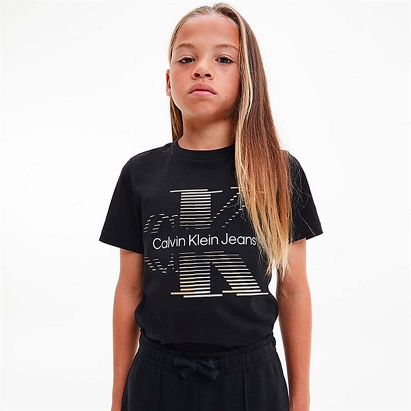Calvin Klein Lined Monogram T-Shirt Black