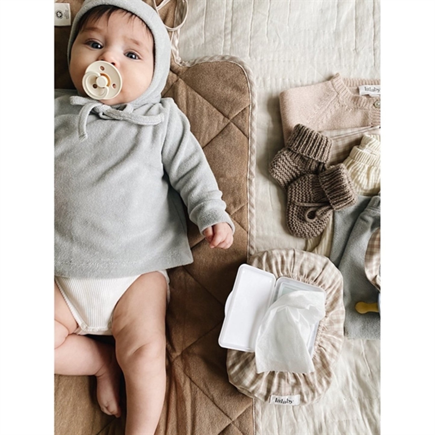 Lalaby Changing Mat Beige Gingham