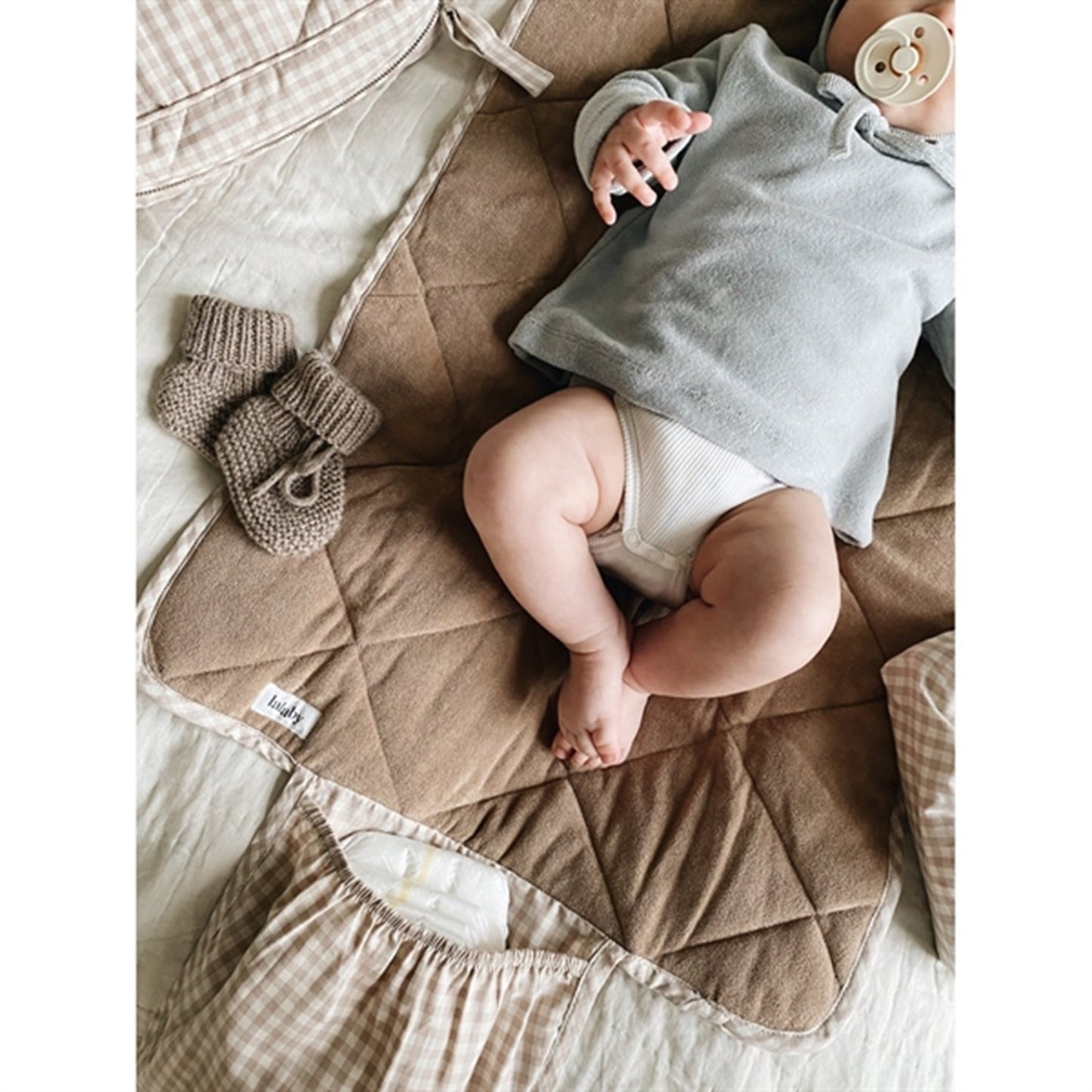 Lalaby Changing Mat Beige Gingham