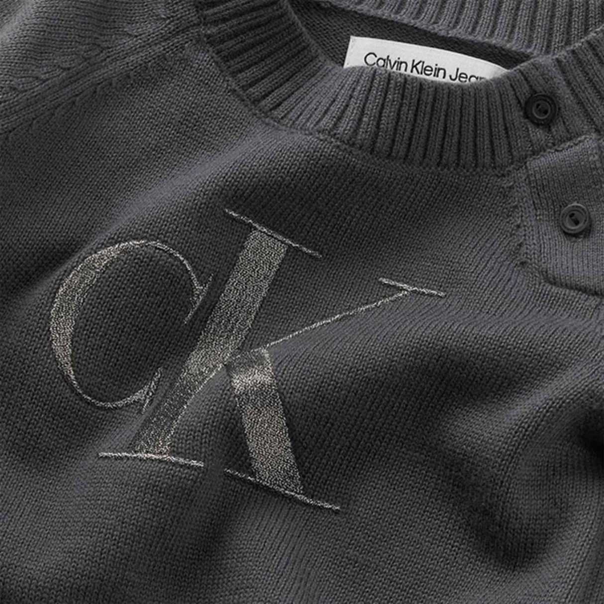 Calvin Klein Metallic Monogram Knit Sweater Sæt Dark Grey