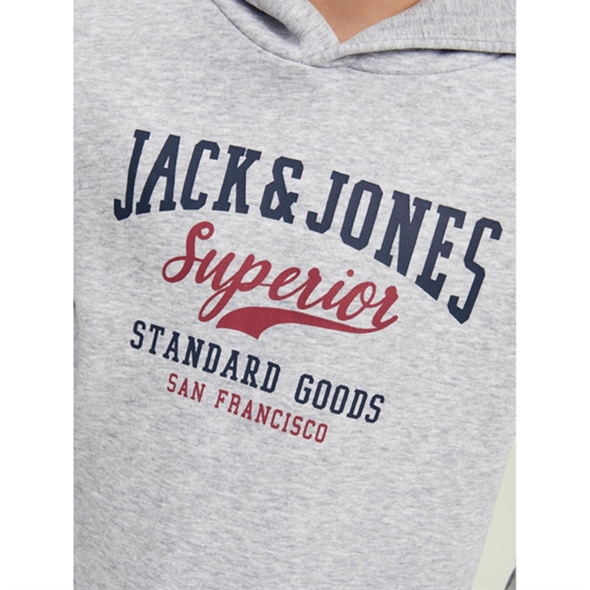 Jack & Jones Junior Light Grey Melange Logo Sweat Hoodie Noos