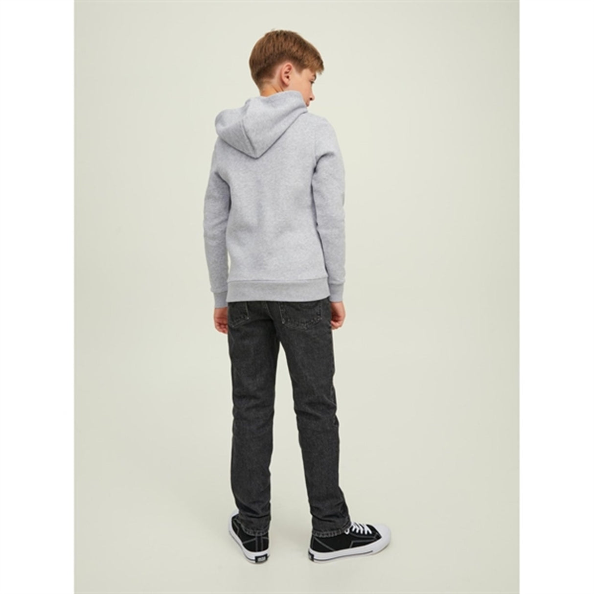 Jack & Jones Junior Light Grey Melange Logo Sweat Hoodie Noos