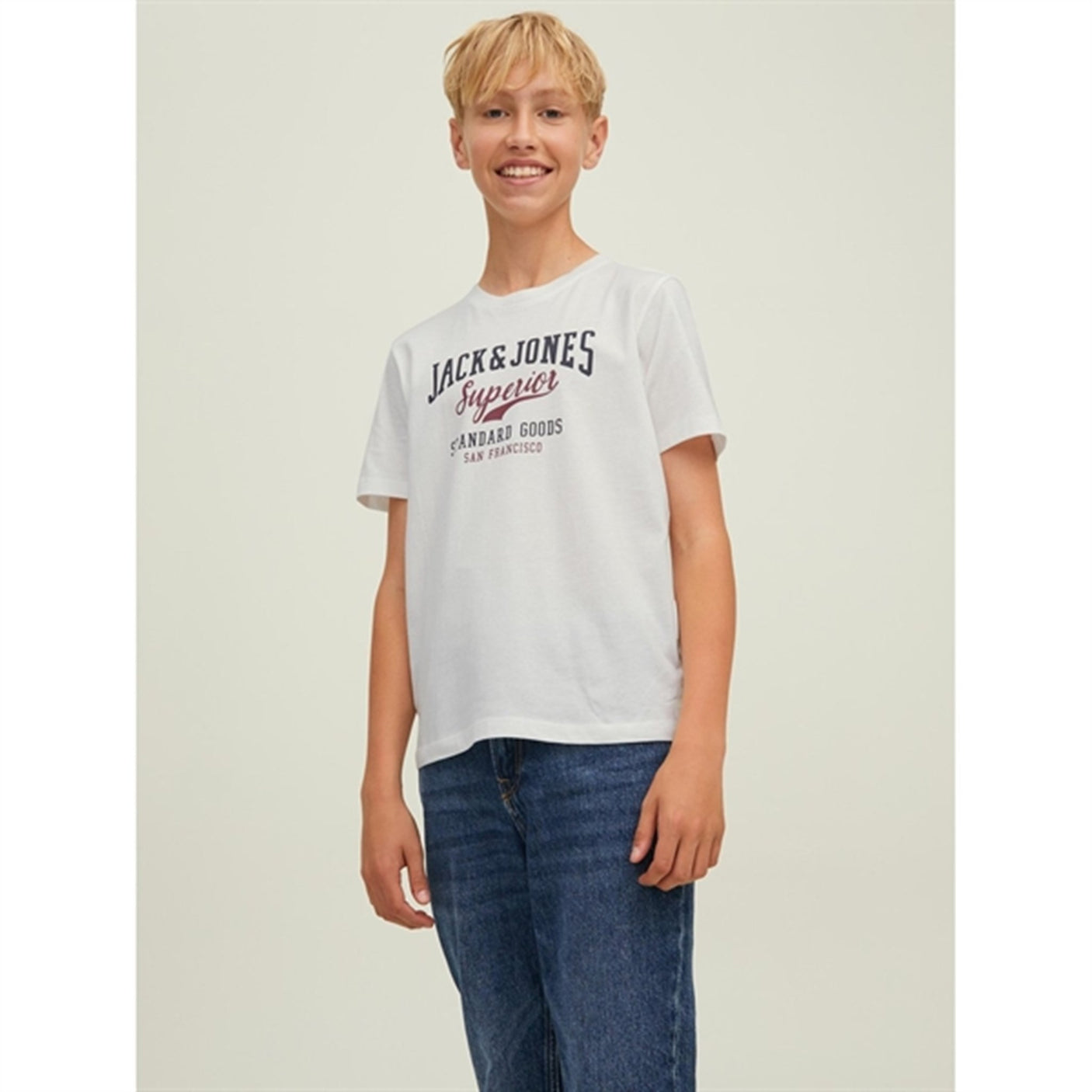 Jack & Jones Junior Cloud Dancer Logo T-Shirt Noos