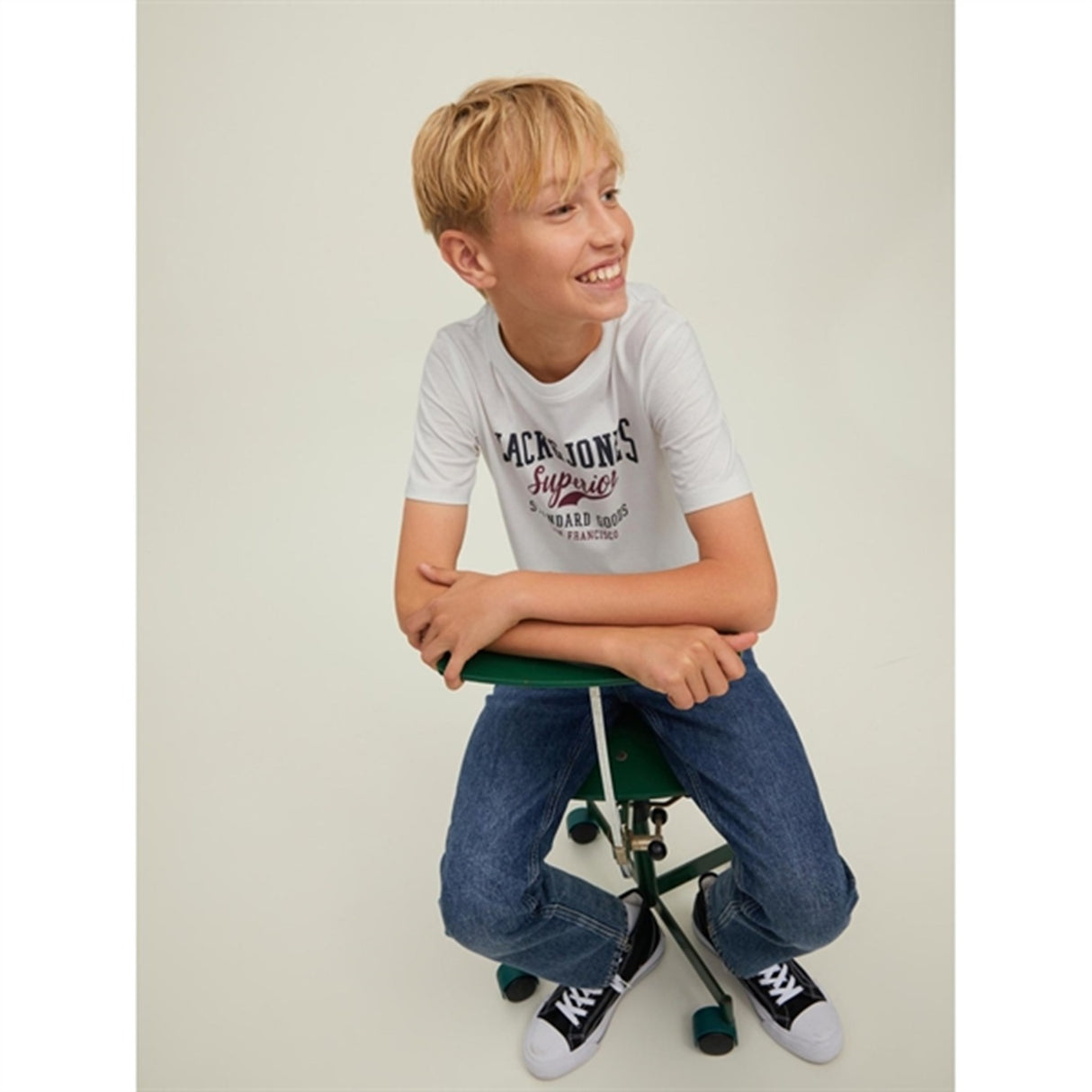 Jack & Jones Junior Cloud Dancer Logo T-Shirt Noos