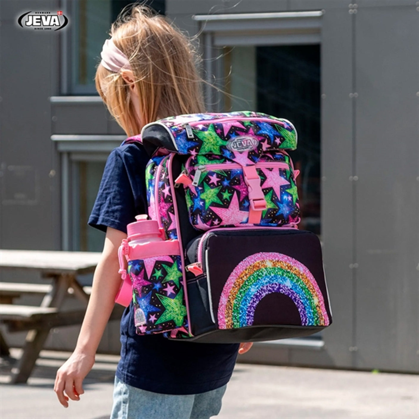 JEVA Beginners Skoletaske Shimmer Rainbow