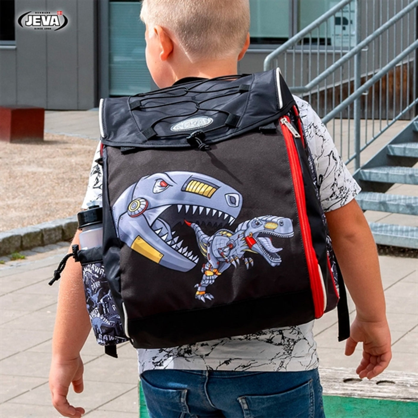JEVA Intermediate Skoletaske Dinosaur Robot