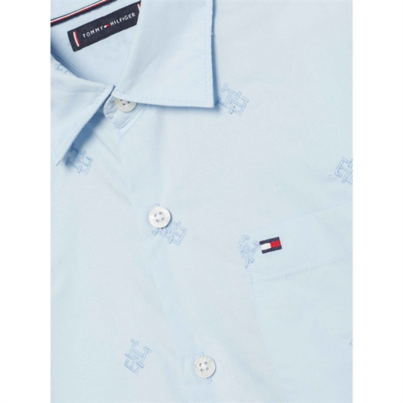 Tommy Hilfiger Monogram Embroidery Shirt Calm Blue