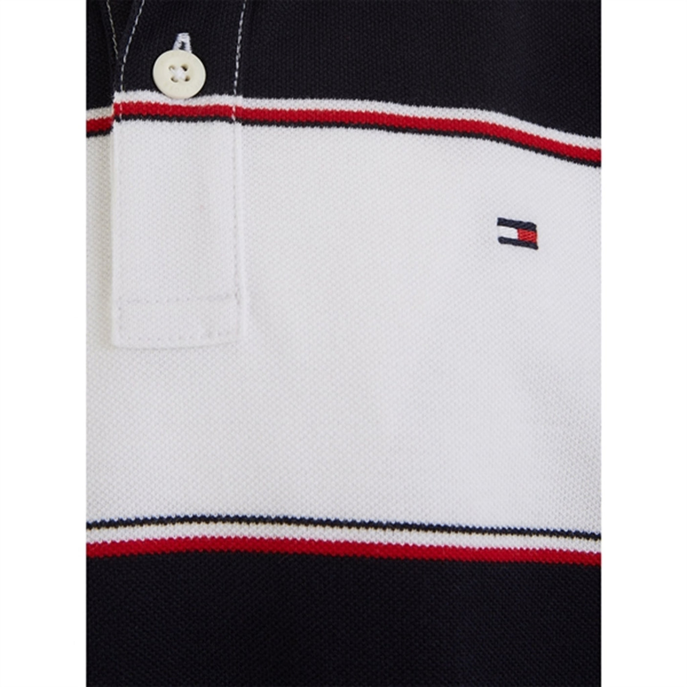 Tommy Hilfiger Global Rugby Stripe Polo T-Shirt White/Blue Stripe