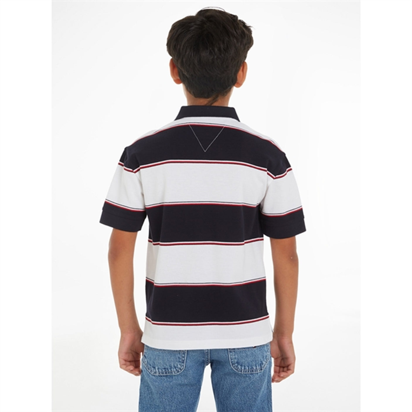 Tommy Hilfiger Global Rugby Stripe Polo T-Shirt White/Blue Stripe