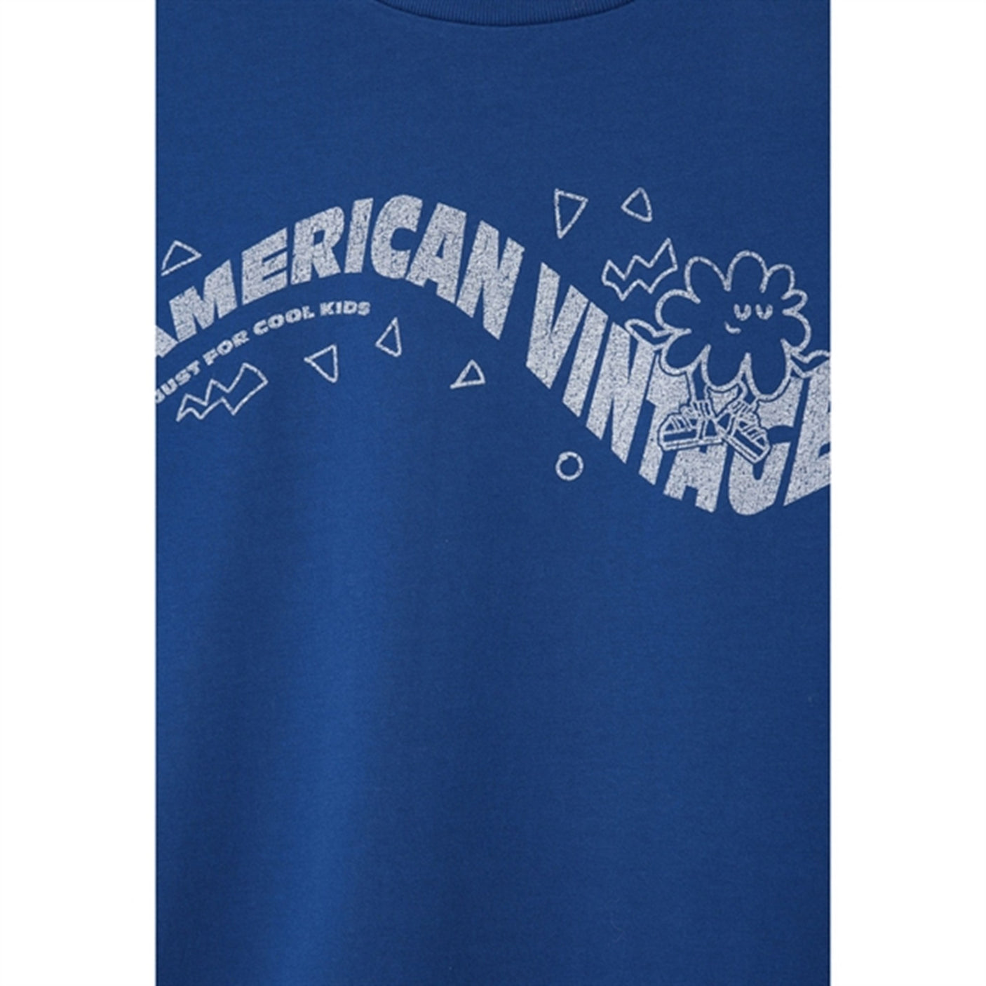 American Vintage T-shirt Droit Mc Col Rond Imprime Bleu Roi Vintage