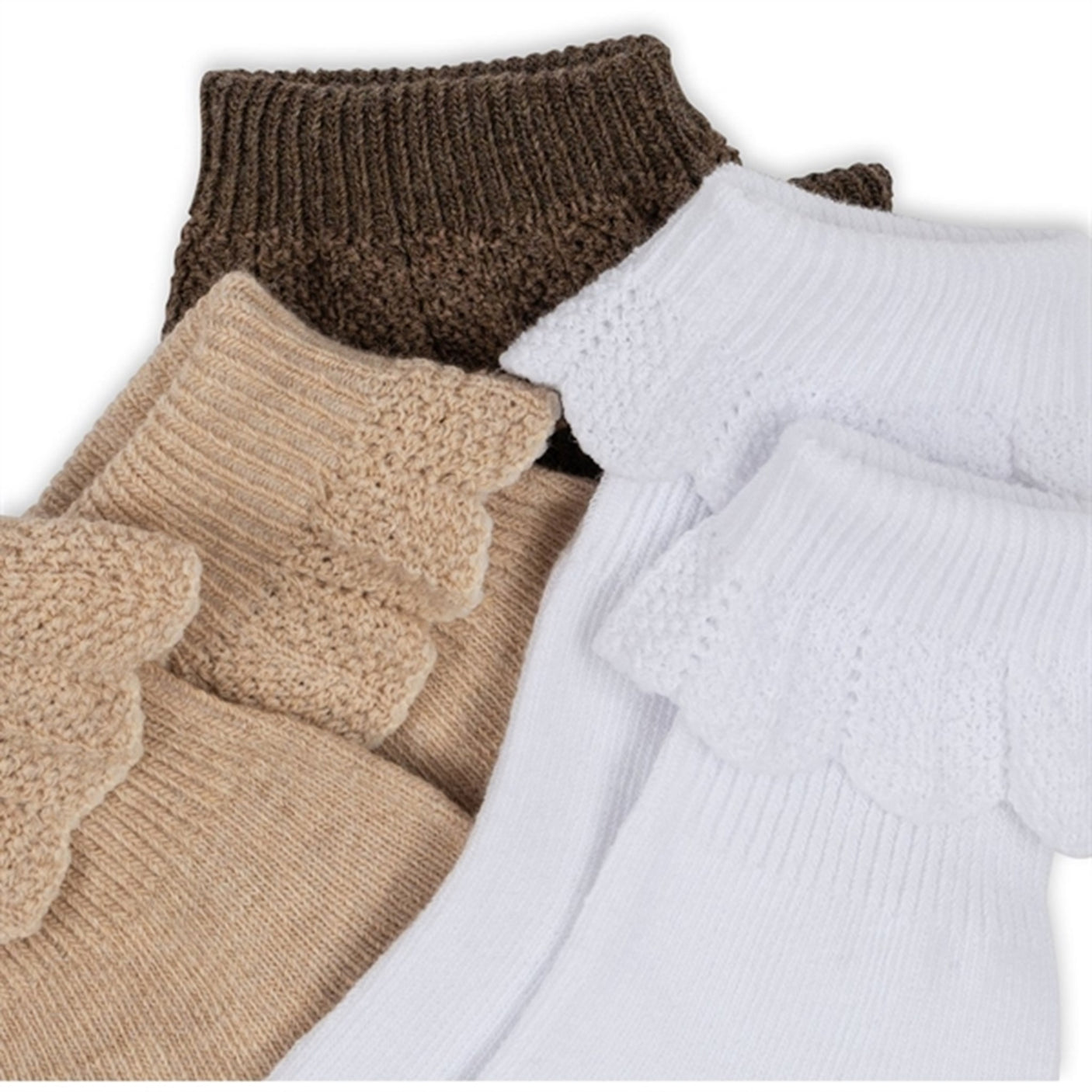 Konges Sløjd Frill Socks 3-Pack Optic White/Sand/Brown