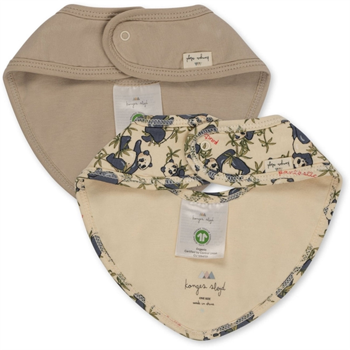 Konges Sløjd Bib 2-Pack Basis Panda/Oxford Tan