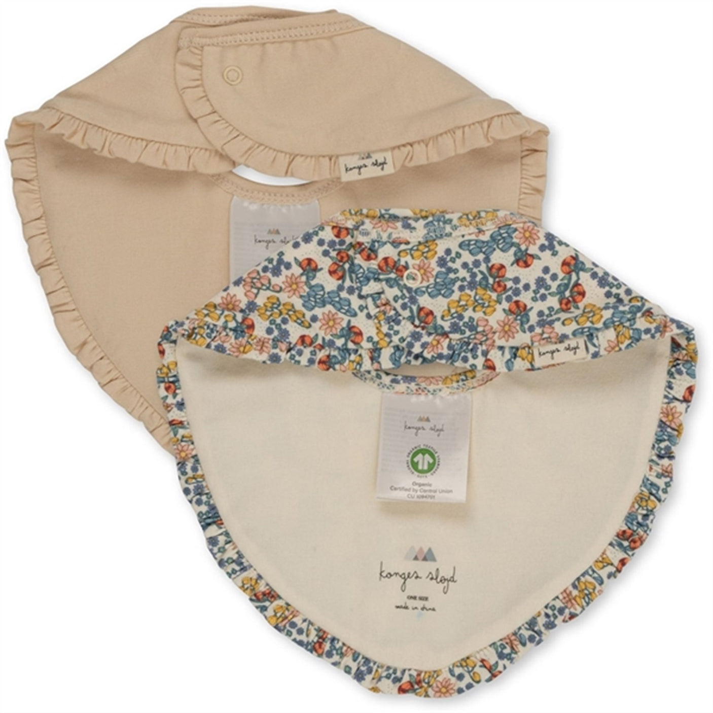 Konges Sløjd Bib Basis 2-Pack Frill Bibi Fleur/Brazilian Sand