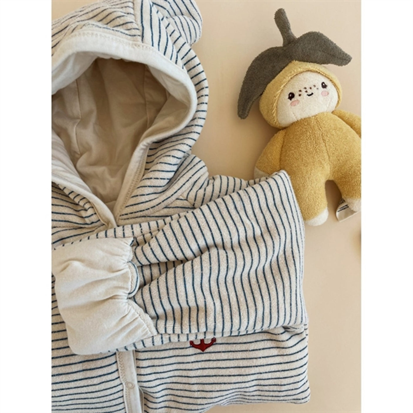 Konges Sløjd Stripe Bluie Itty Onesie With Hood