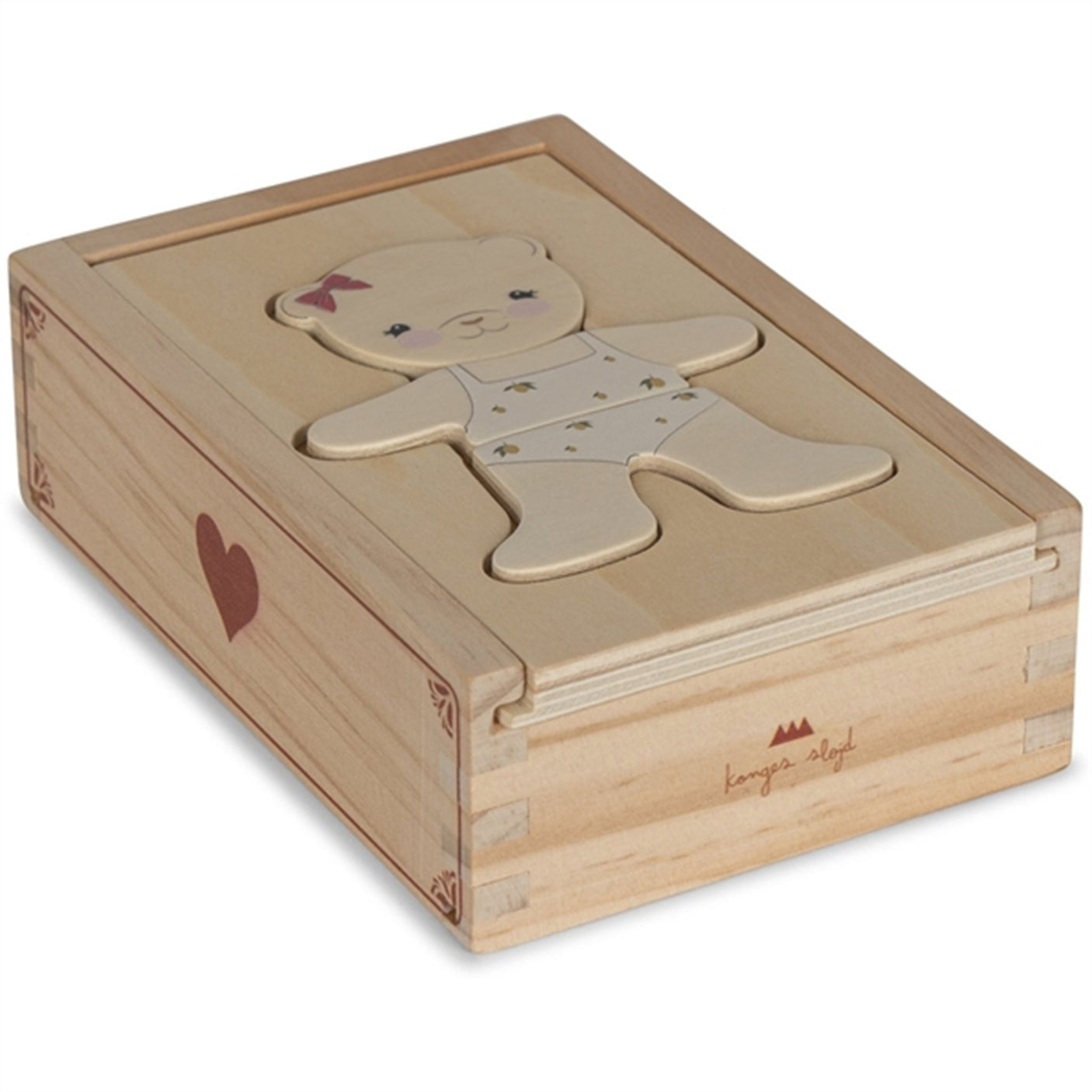 Konges Sløjd Wooden Teddy Dress-Up Puzzle Red