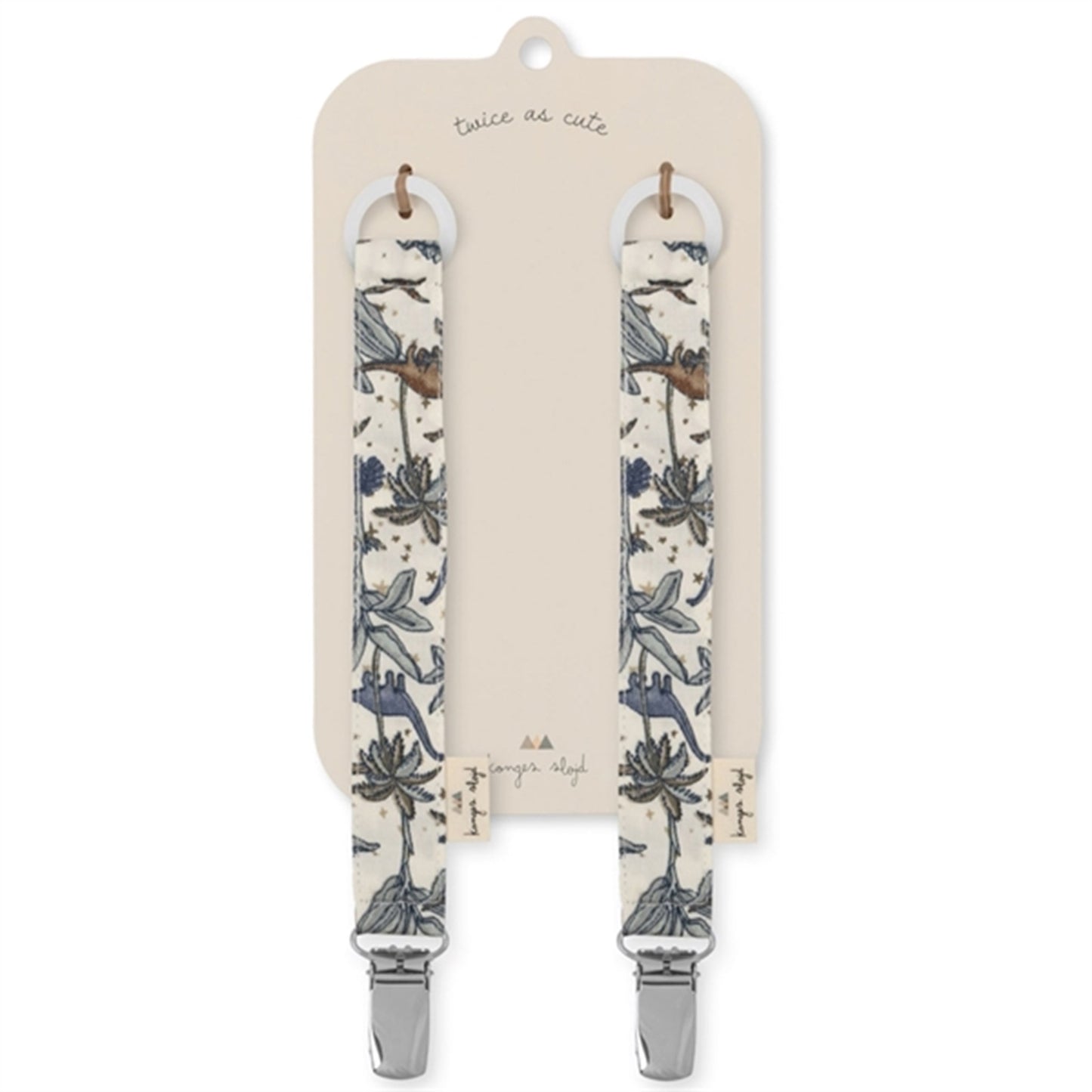 Konges Sløjd Pacifier Strap 2-pack Dino Blue