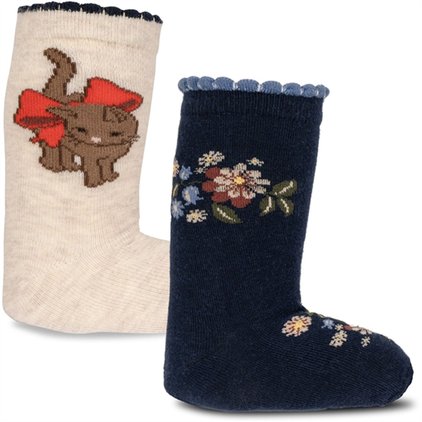 Konges Sløjd Cat/Flower 2-Pack Lapis Socks
