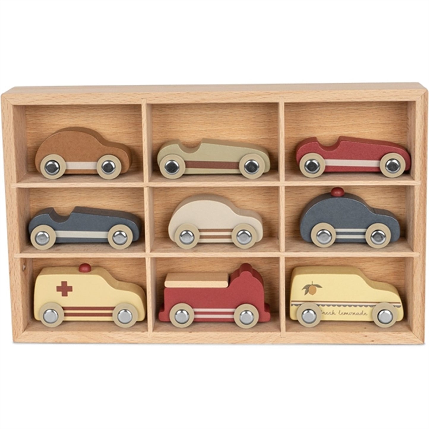 Konges Sløjd Beige Wooden Mini Cars 9 Pcs