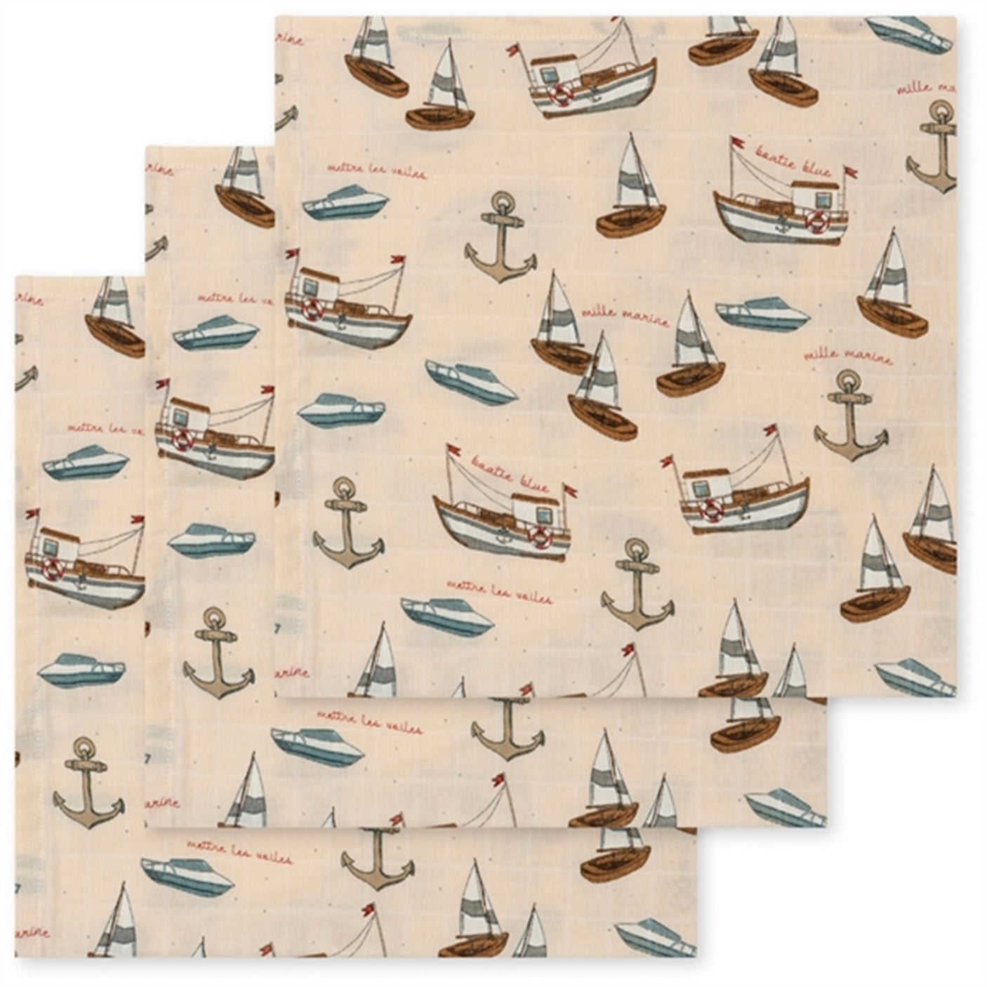 Konges Sløjd Muslin Cloth 3-Pack Sail Away
