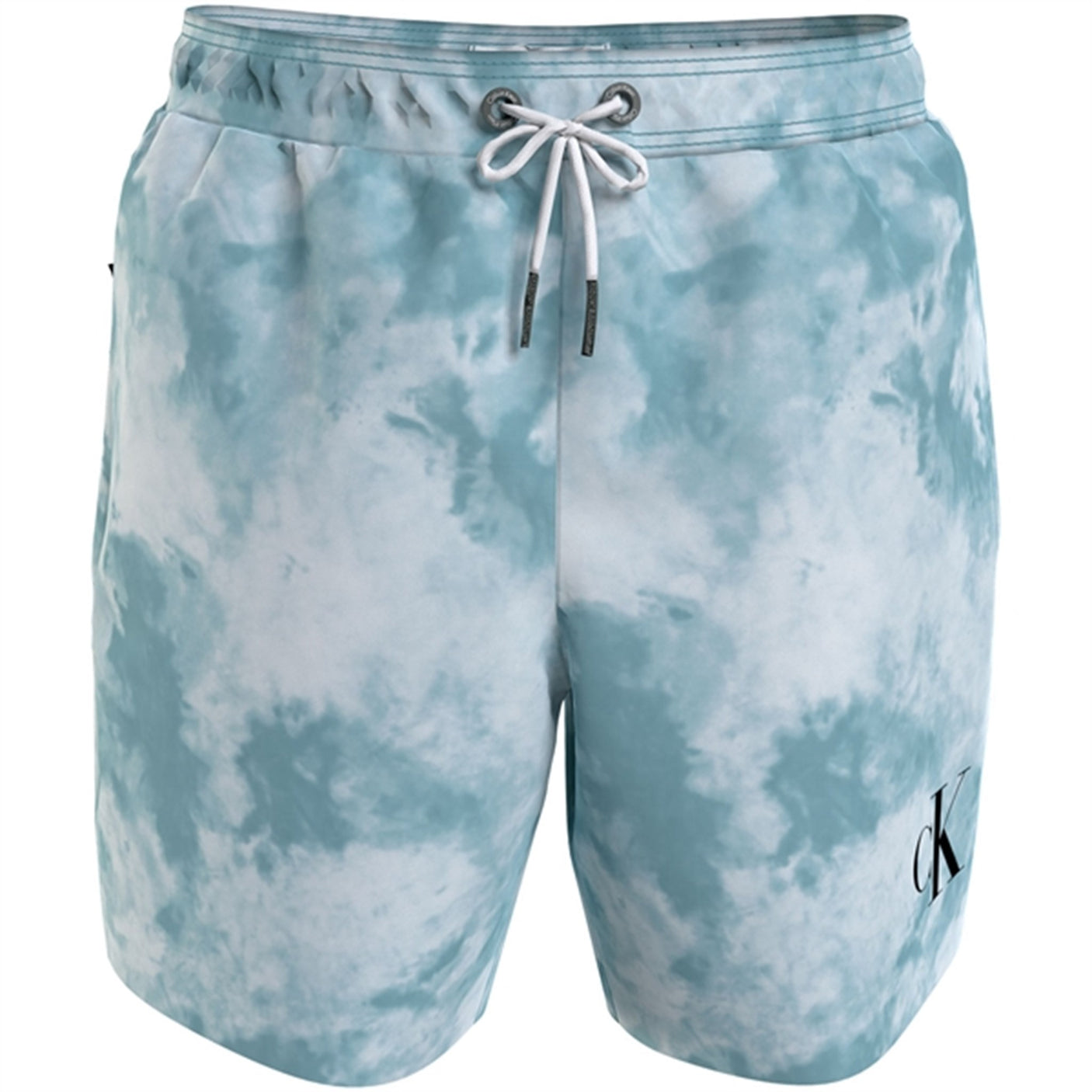 Calvin Klein Medium Drawstring Swim Trunks Ck Tie Dye Blue Aop