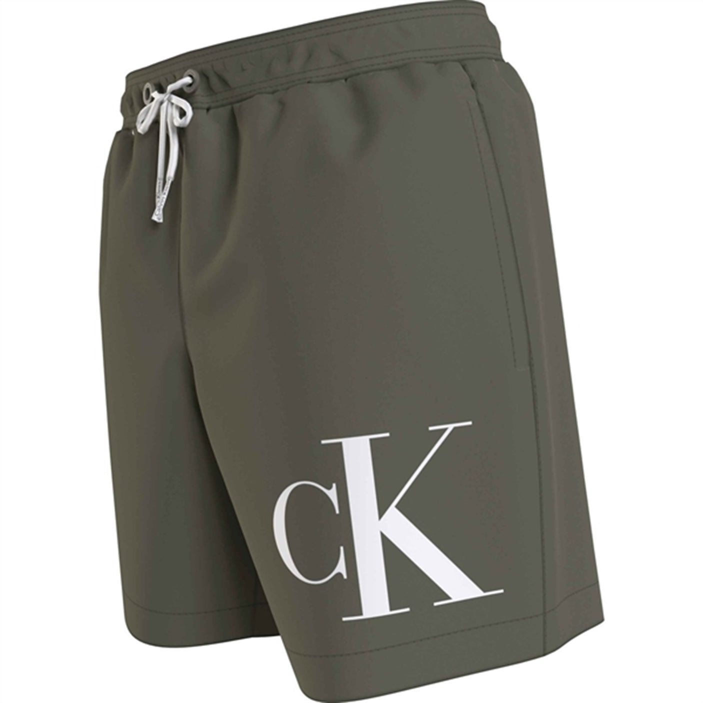 Calvin Klein Medium Drawstring Swim Shorts Graphic Dusty Olive