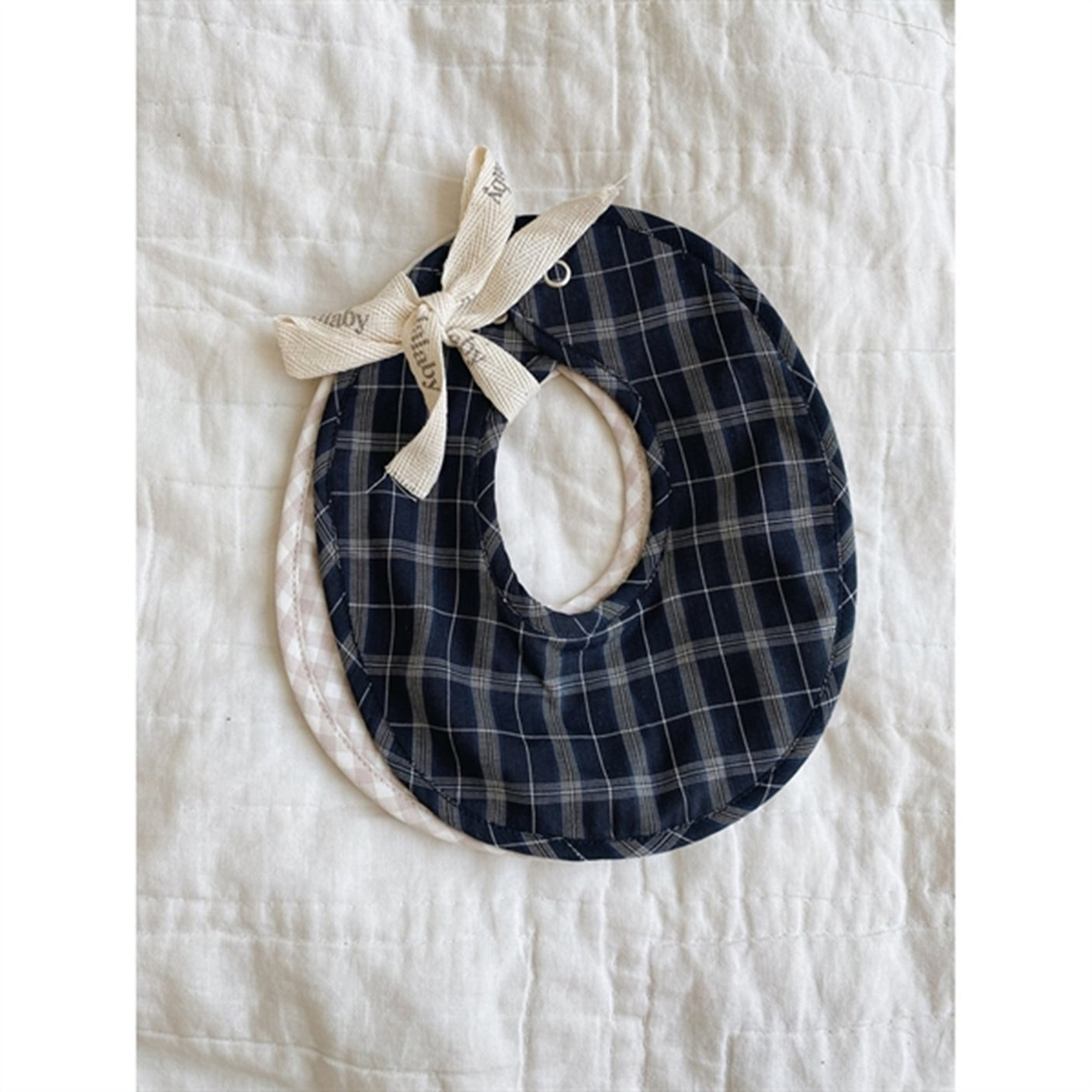 lalaby Blue Check Bibi Bib 2-Pack