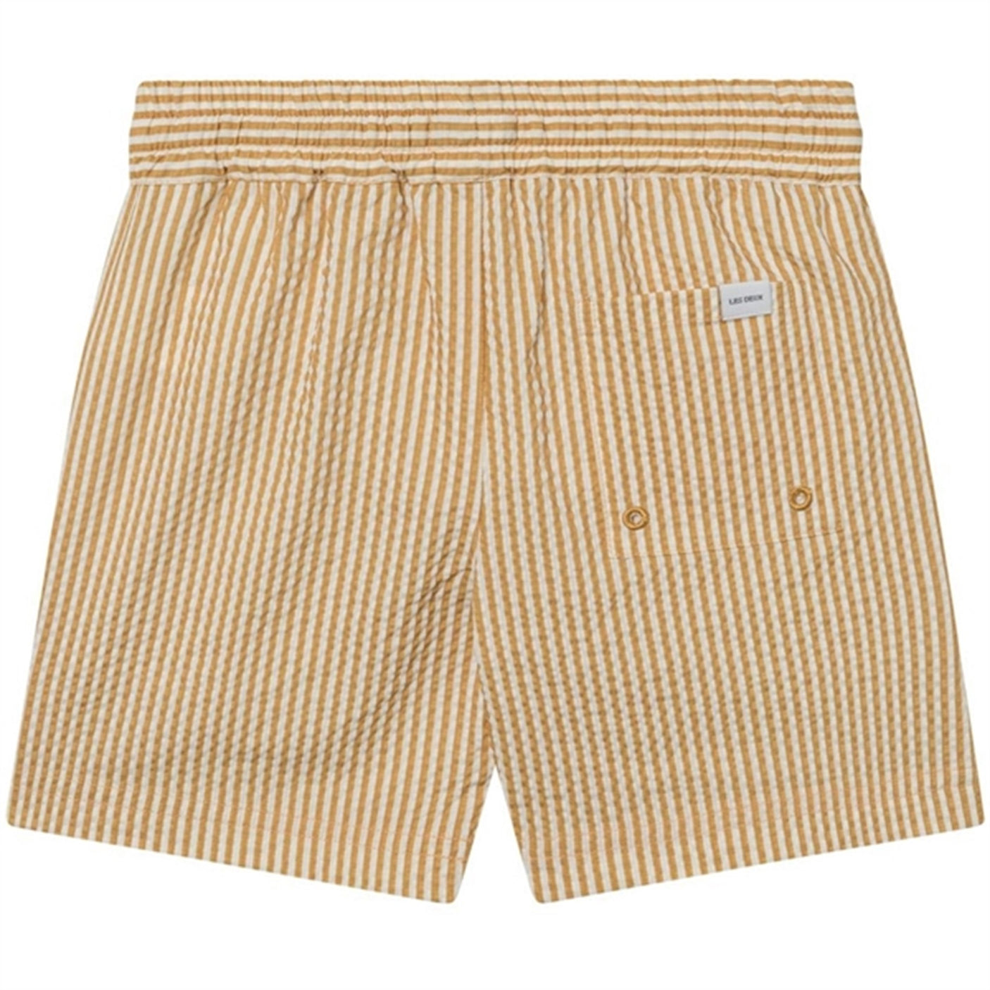 Les Deux Kids Mustard Yellow/Light Ivory Stan Stripe Seersucker Swim Shorts
