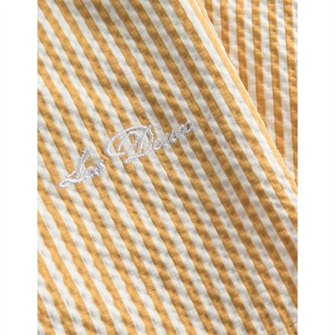 Les Deux Kids Mustard Yellow/Light Ivory Stan Stripe Seersucker Swim Shorts