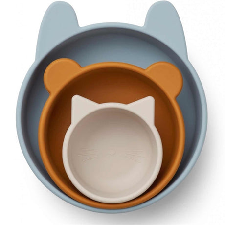 Liewood Eddie Silicone Bowls 3-Pak Blue Multi Mix