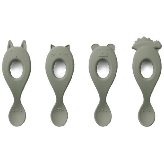 Liewood Liva Silicone Spoon 4-Pack Faune Green