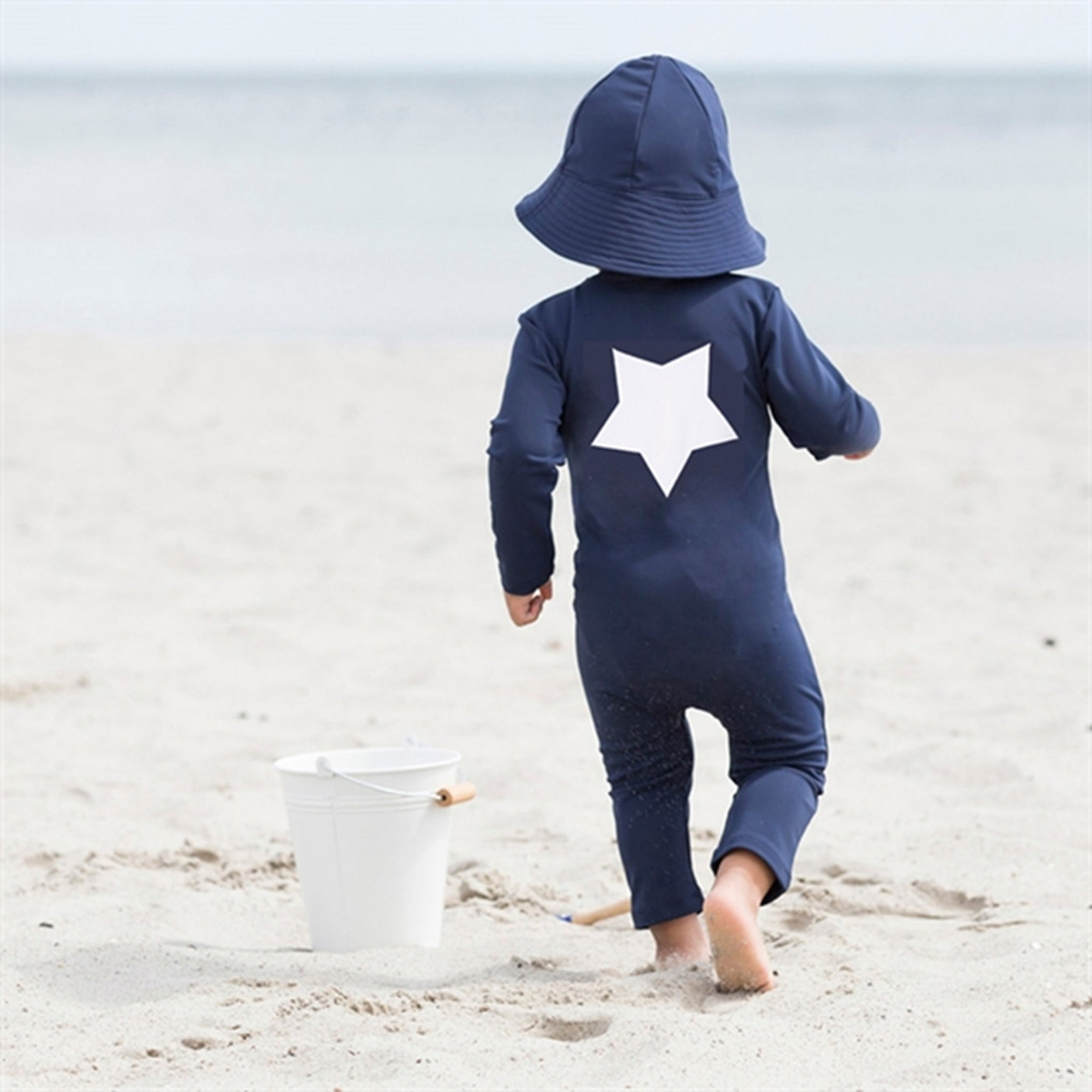 Petit Crabe Blue Lou Star Sunsuit with Zipper