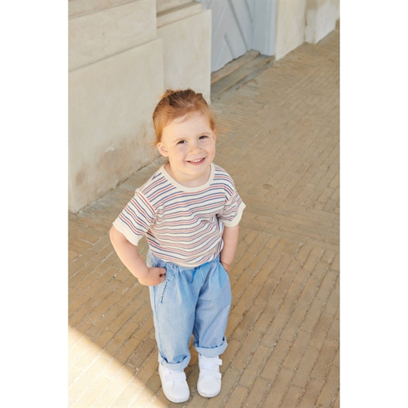 Copenhagen Colors Cream/Sky Blue/Red Comb. Knit T-shirt