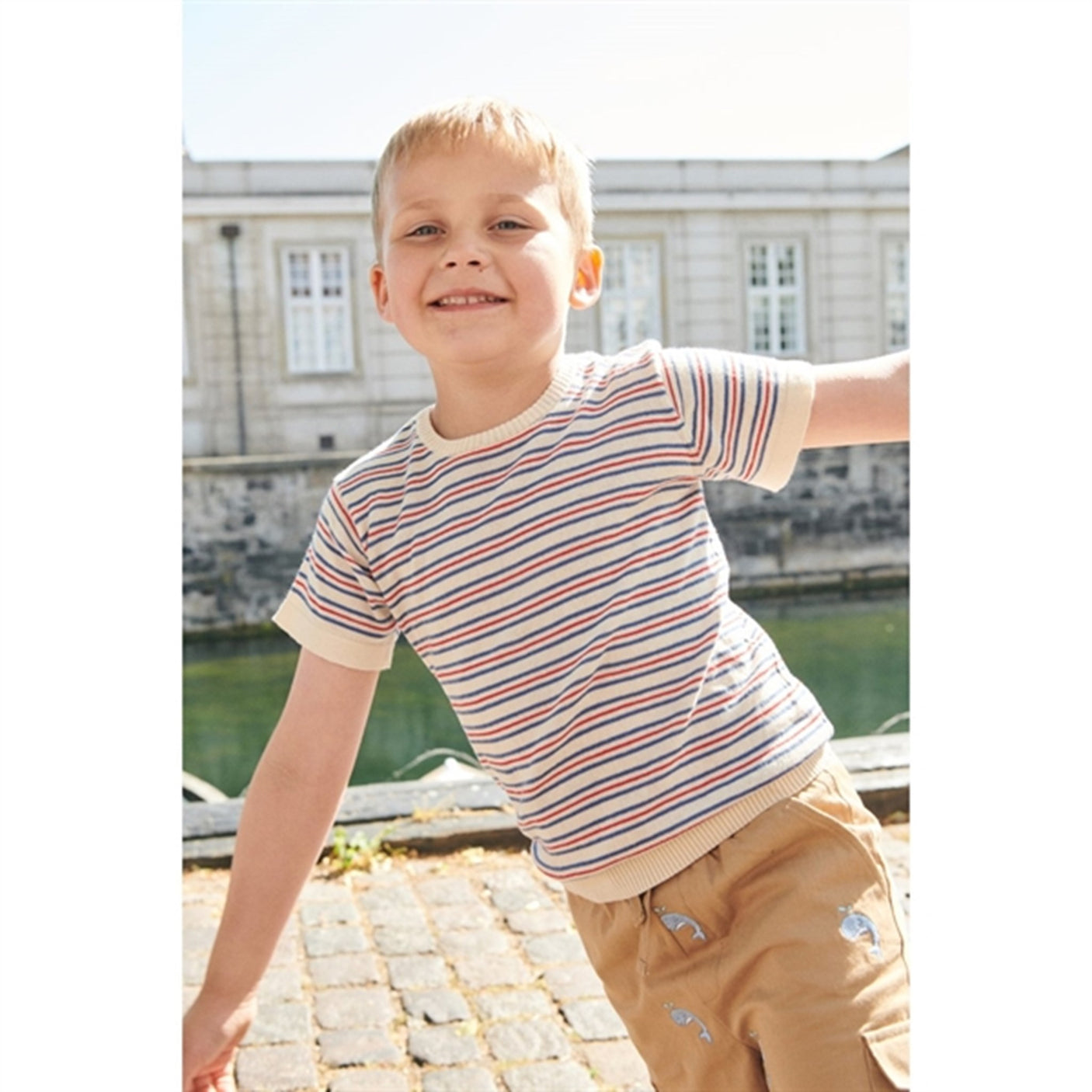 Copenhagen Colors Cream/Sky Blue/Red Comb. Knit T-shirt