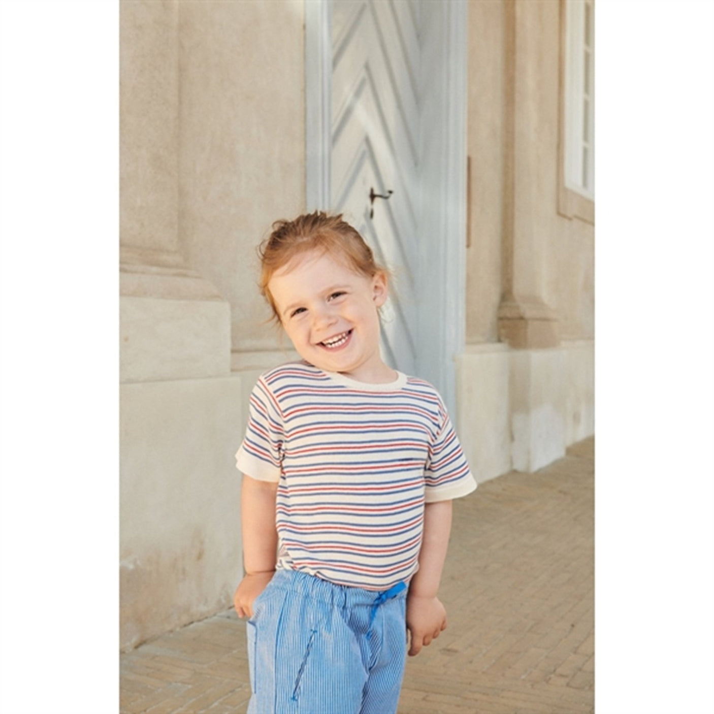 Copenhagen Colors Cream/Sky Blue/Red Comb. Knit T-shirt