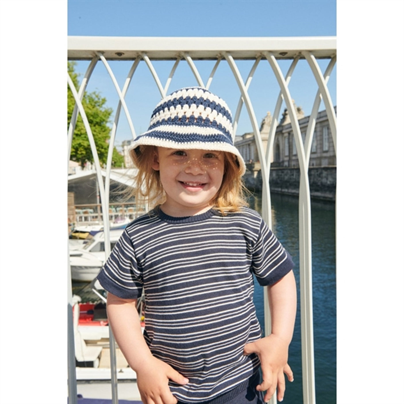 Copenhagen Colors Navy/Cream Comb. Knit T-shirt