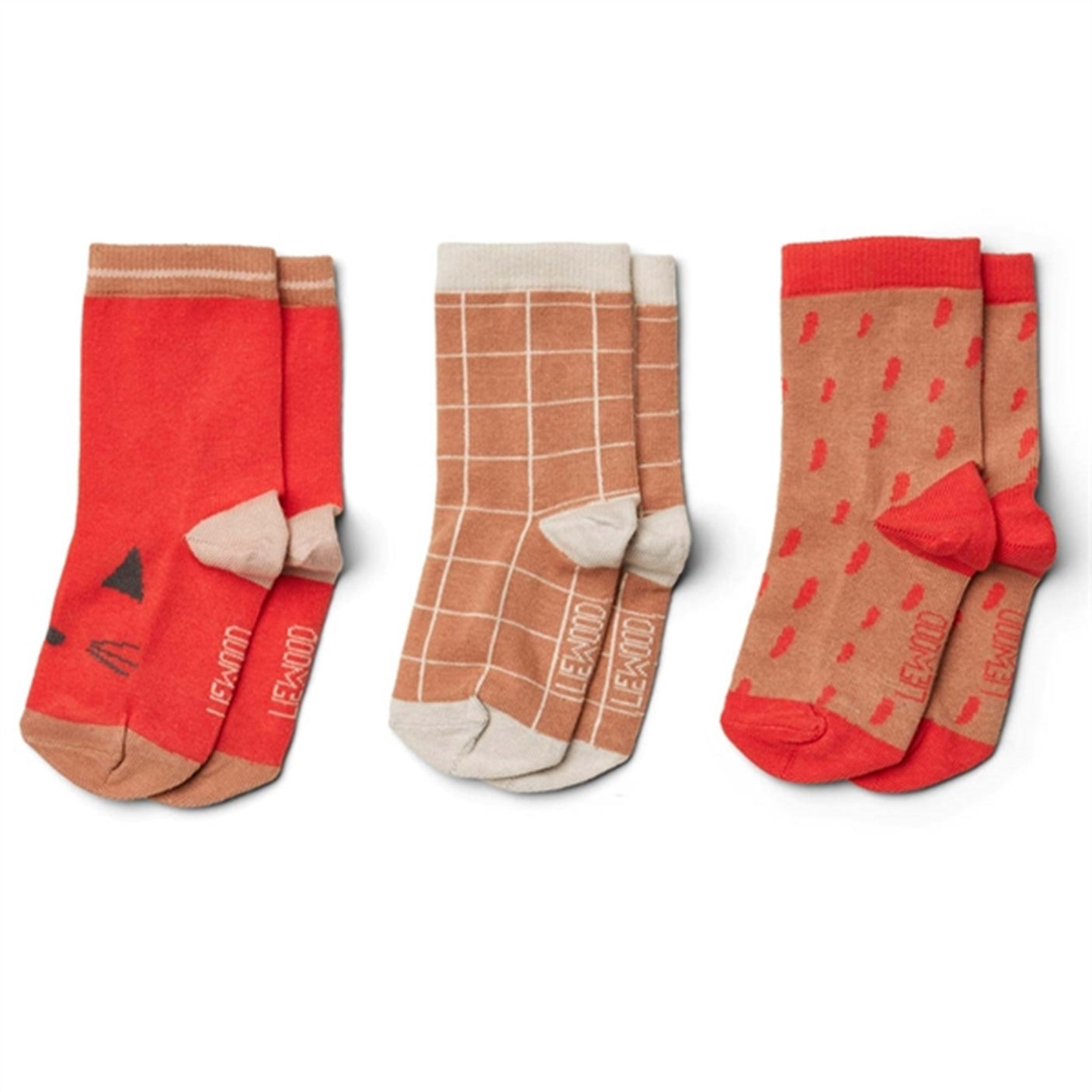 Liewood Silas Cotton Socks 3 Pack Apple Red Multi Mix