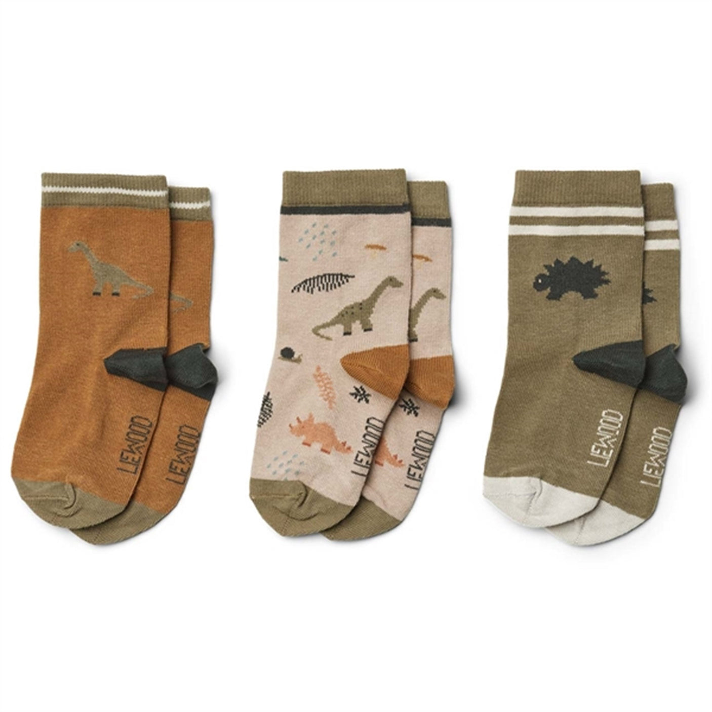 Liewood Silas Cotton Socks 3 Pack Dino Dark Sandy Mix