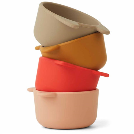 Liewood Malene Silicone Bowls 4-Pack Apple Red / Tuscany Rose Multi Mix