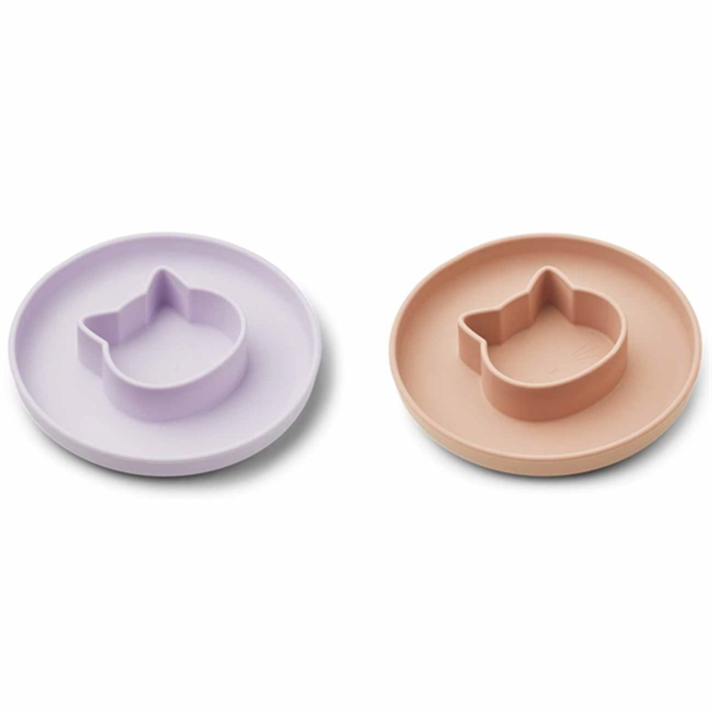 Liewood Gordon Silicone Plate 2-pack Cat Light Lavender Rose Mix