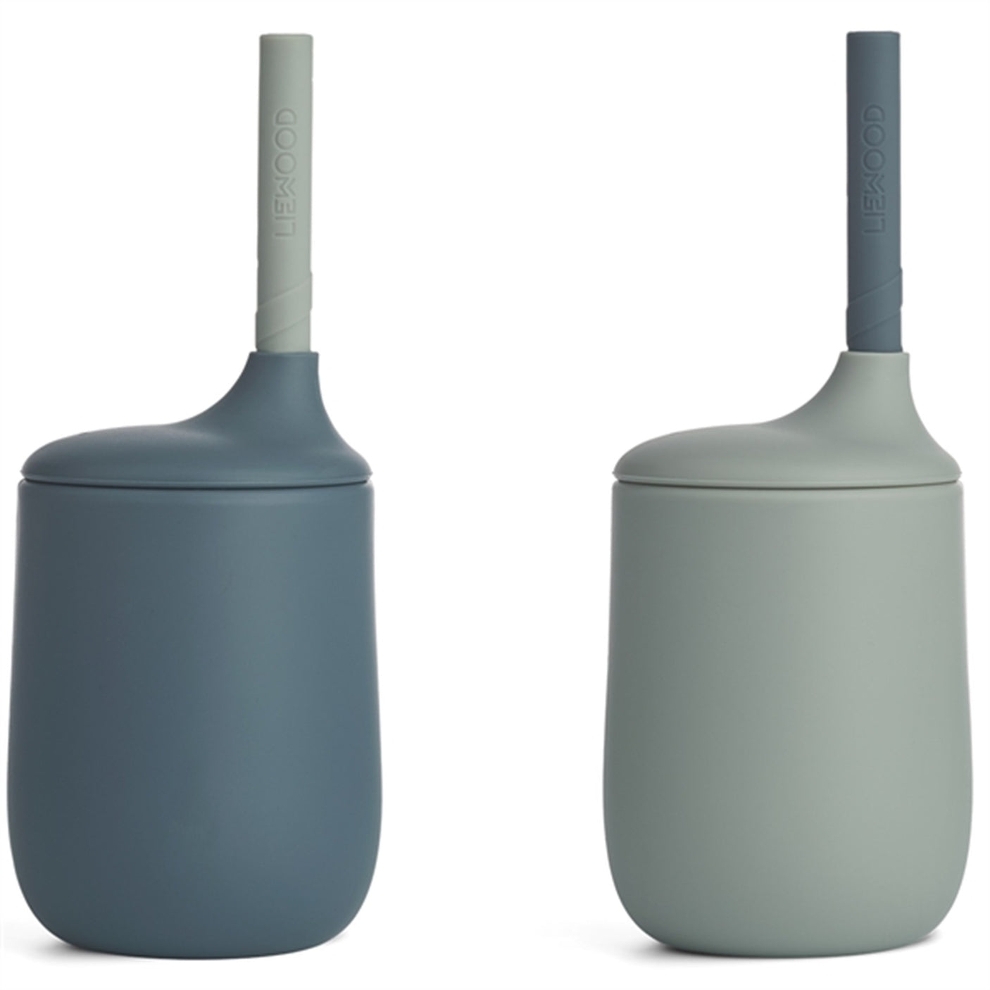Liewood Ellis Sippy Silicone Sippy Cup 2-Pack Whale Blue/Dove Blue Mix