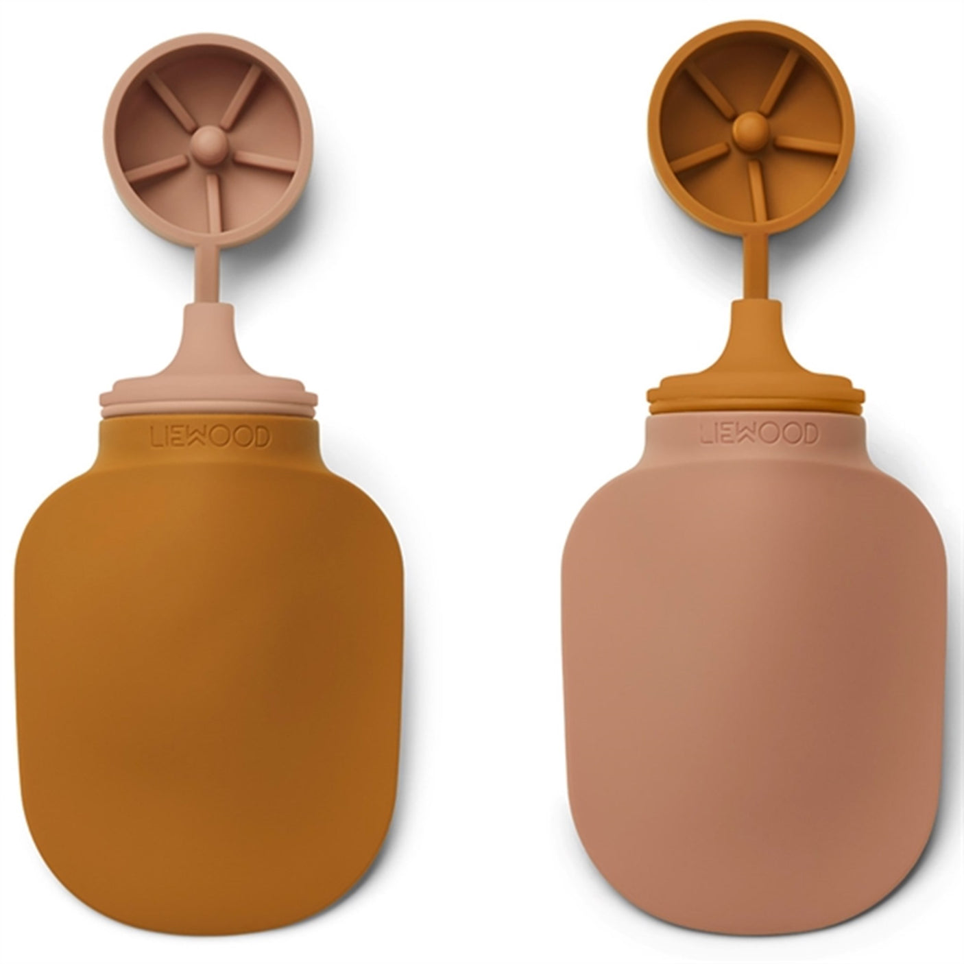 Liewood Silvia Silicone Smoothie bottle 2-pack Mustard/Dark Rose Mix