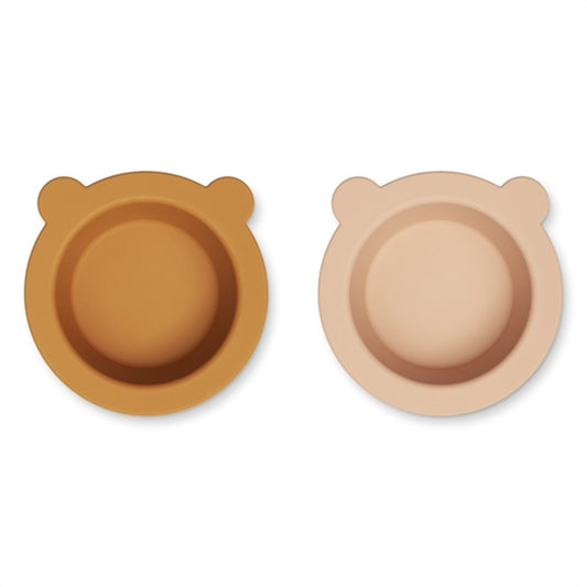 Liewood Peony Suction Bowl 2-pack Mustard / Tuscany Rose Mix