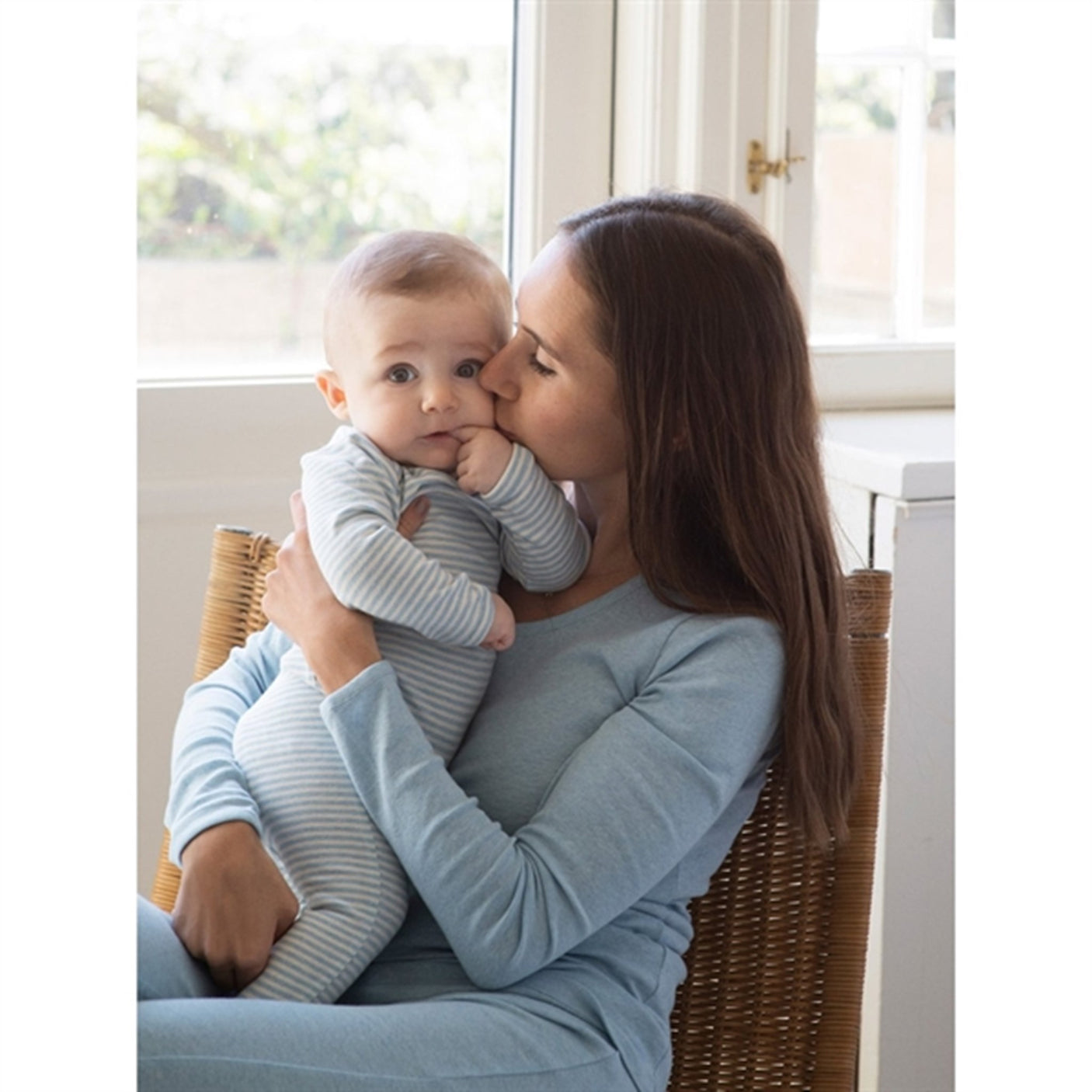 Serendipity Aqua/Ecru Stripe Baby Onesie