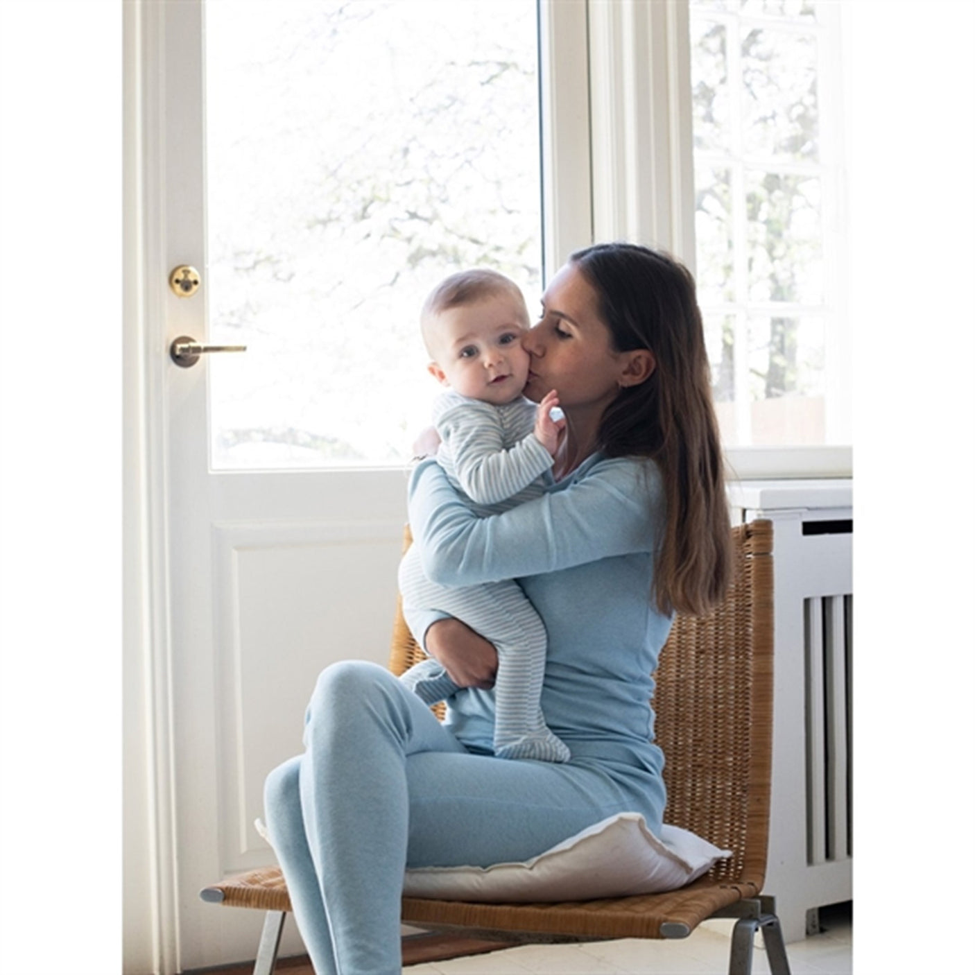 Serendipity Aqua/Ecru Stripe Baby Onesie