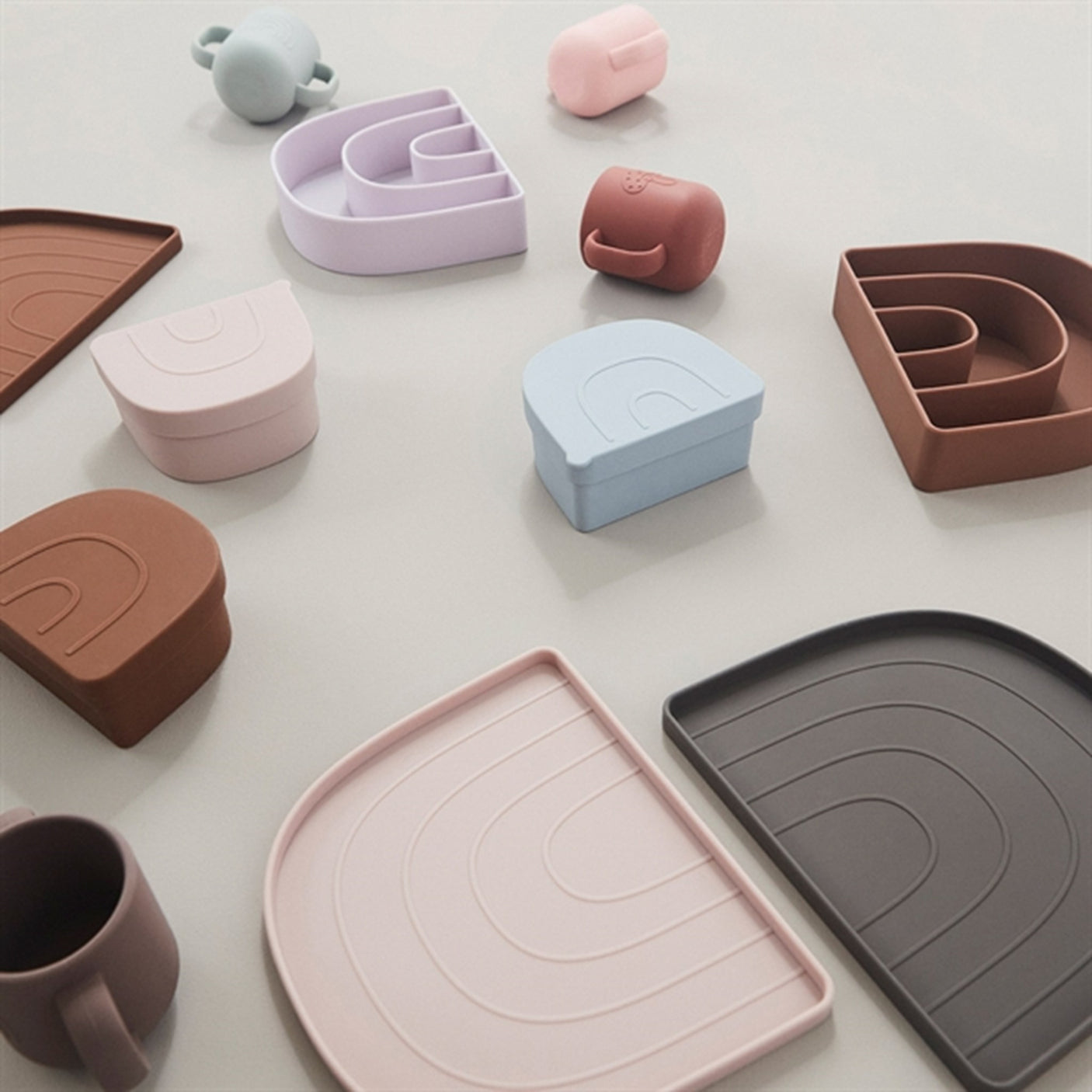 OYOY Rainbow Plate And Bowl Rose/Fudge