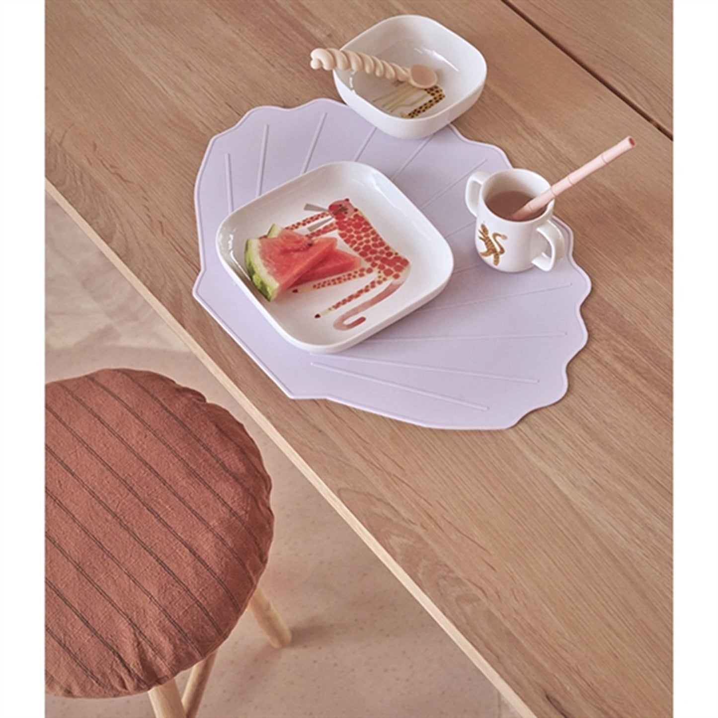 OYOY Moira Tableware Set Strawberry Cat Offwhite