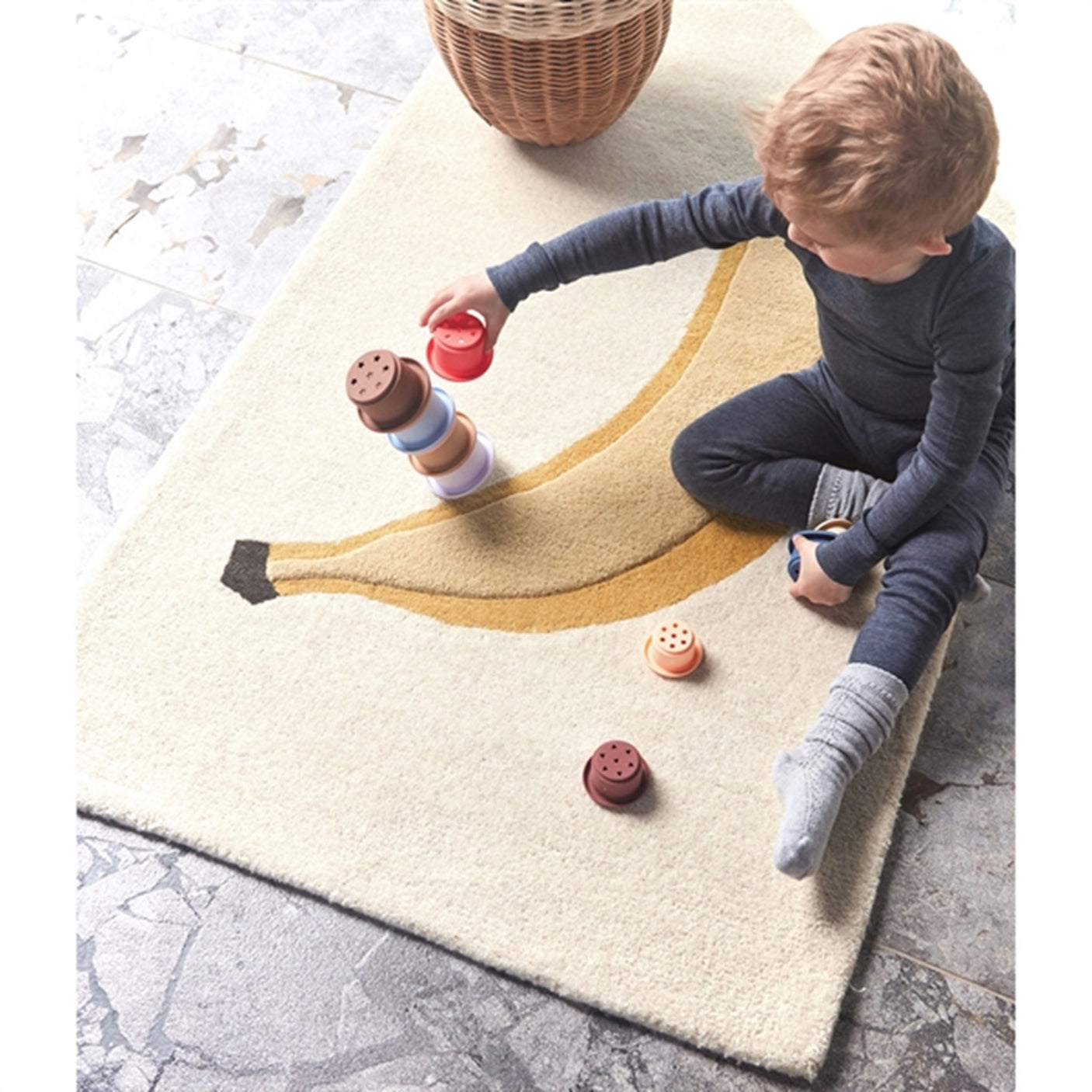 OYOY Tawa Silicone Stacking Cups Caramel / Blue