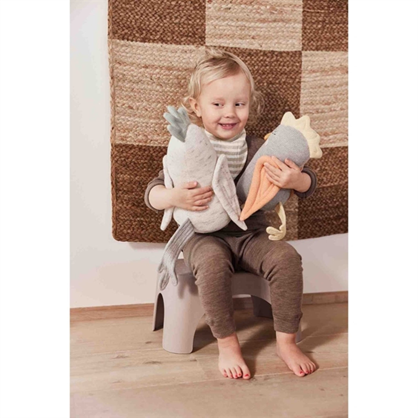 OYOY Striped Bib 2-pack Natural / Caramel