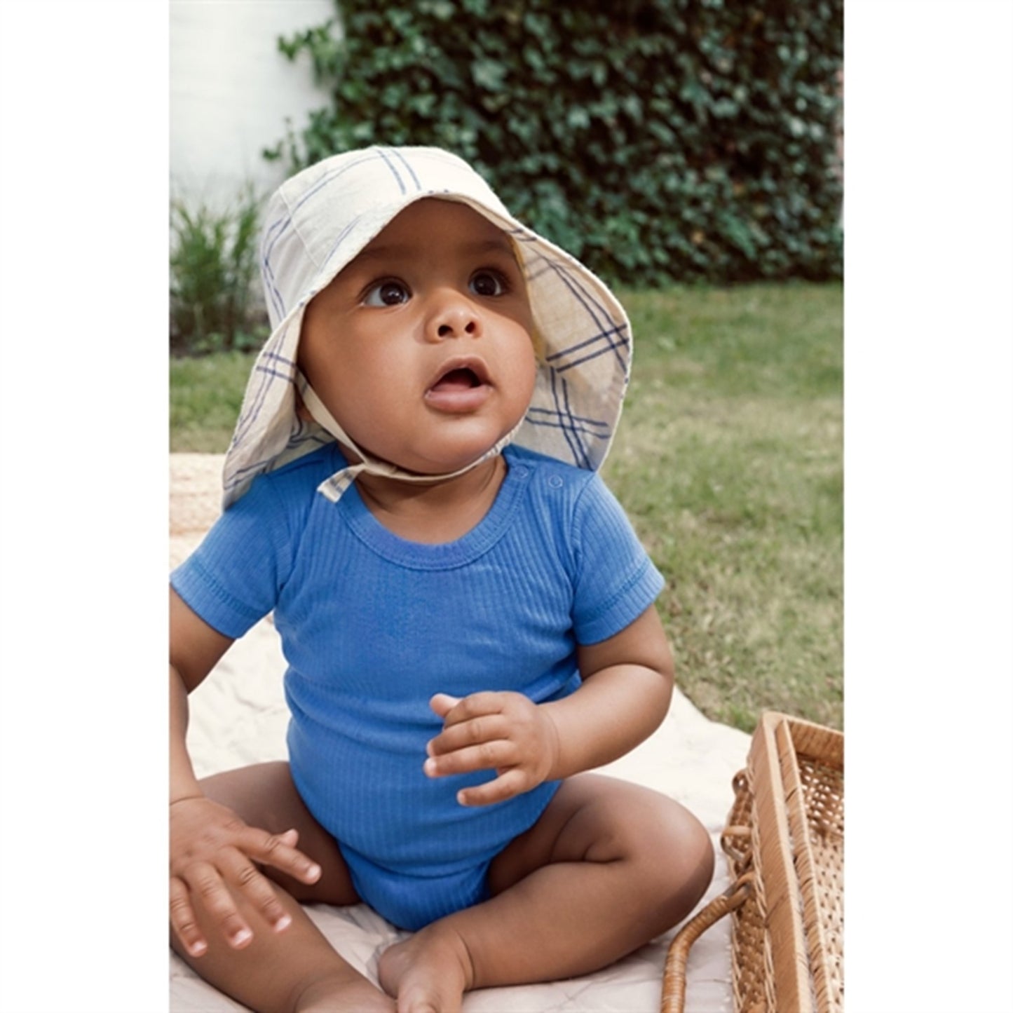 MarMar Blue Check Alba Baby Long Sunhat